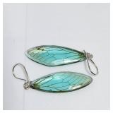 Blue/Green Butterfly Wings Sterling Silver Ear St