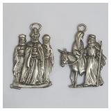 Christmas Pewter Ornaments VTG