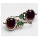 Celtic Rose Garnet Earring Set Sterling Silver