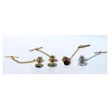 Tie Pins Clips with Rhinestones Vintage Lot of 4