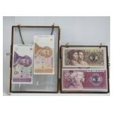 China & Croatia Banknotes in Solid Brass Frame