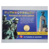 1995 Canada War Memorial $1 on Collector Card