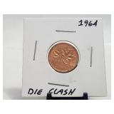 1964 RED UNC Die Clash Variety Cent Canada