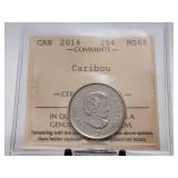 2014 25 Cents ICCS MS65 High Grade