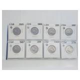 25 Cents UNC 1987 to 2006 Canada