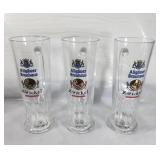 German Skinny Glass Beer Mug Allgauer Brauhaus 3x