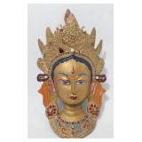 Goddess Tara Wall Hanging Mask in Brass