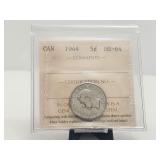 1944 5 Cents War Time ICCS MS64