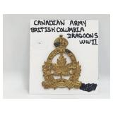 Canadian Army Dragoons WW2 Badge BC