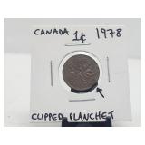 1978 Error Clipped Planchet Cent