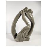 Sculpture 13.5' Abstract Woman Kneeling Child Embr