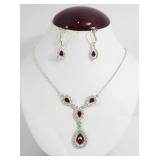 Necklace 16' and Earring Set Stamped SHA