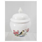 AVON Milk Glass Apothecary Jar Bird Lid Container