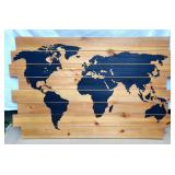 Wall Hanging Decor Wood World Map W:38'