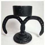 Horseshoe Candle Holder Cast Iron Heavy H:7.5'