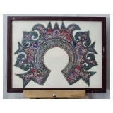 Chinese Embroidered Silk Collar in Frame 17 x 13.