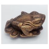 Chinese Carved Wood Good Luck Money Frog Figurine