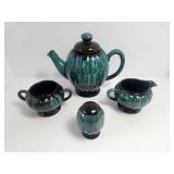 Teapot-Creamer-Sugar Bowl-Salt Set Evangeline Ware