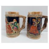 Ceramic Beer Steins Mugs (2x) lot