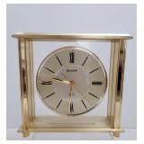 Brass Desk Mantle Clock 7.5' Bulova Quartz Untest
