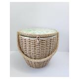 Woven Wicker Sewing Basket w/Handle
