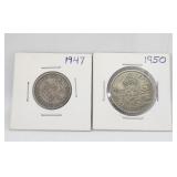 1947 One Shilling Coin/1950 Two Shilling Coin