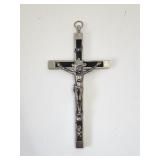 5' Antiq Golgotha Crucifix Ebony Wood Metal-Italy