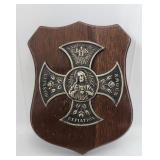 Sacred Heart Cross on Wood Plaque.