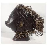 Fish Figurine Wood Metal
