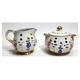 Miniature Cream&Sugar Bowl wLid GoldTrim Ellgreave