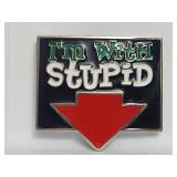 Belt Buckle - I'm With Stupid