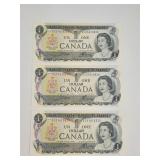 1973 Consecutive $1 Canada Banknotes