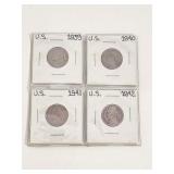 1939 to 1942 US Nickels