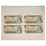 1973 Consecutive $1 Canada Banknotes