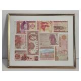 Asia 9 Banknotes in Frame