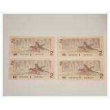 1986 Uncirculated $2 Canada Banknotes