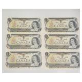 1973 Consecutive $1 Canada Banknotes