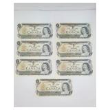 1973 Crisp $1 Canada Banknotes