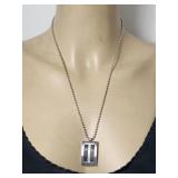 Dog Tag Pendant Necklace Industrial SSteel Black G
