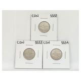1932 1933 1934 5 Cents Canada