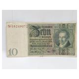 1929 Germany 10 Marks Banknote