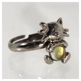 Cat Ring with Stone Sz6.5