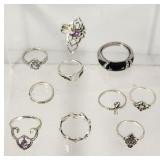 Lot of 10 Rings Some with Stones