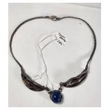 Necklace Blue Bead Sign French Modernist S.Breton