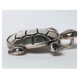 Turtle Silver Tone Brooch Pendant VTG