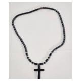 Cross Necklace Deep Black/Blue Tones