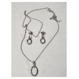 Necklace wCrystals SterlingSilver SPI Ear Post Set