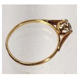 Clear Rhinestone on Gold Tone Ring Sz 7