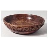 Carved Flowers Wood Bowl