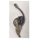 Dark Blue Saphire Color Stone on Brooch